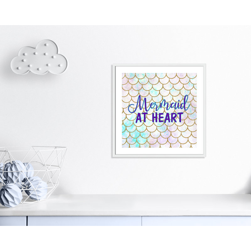 Sirène au coeur, H 27,5 po x l 27,5 po x P 1,19 po, Encadré de boîte blanc
