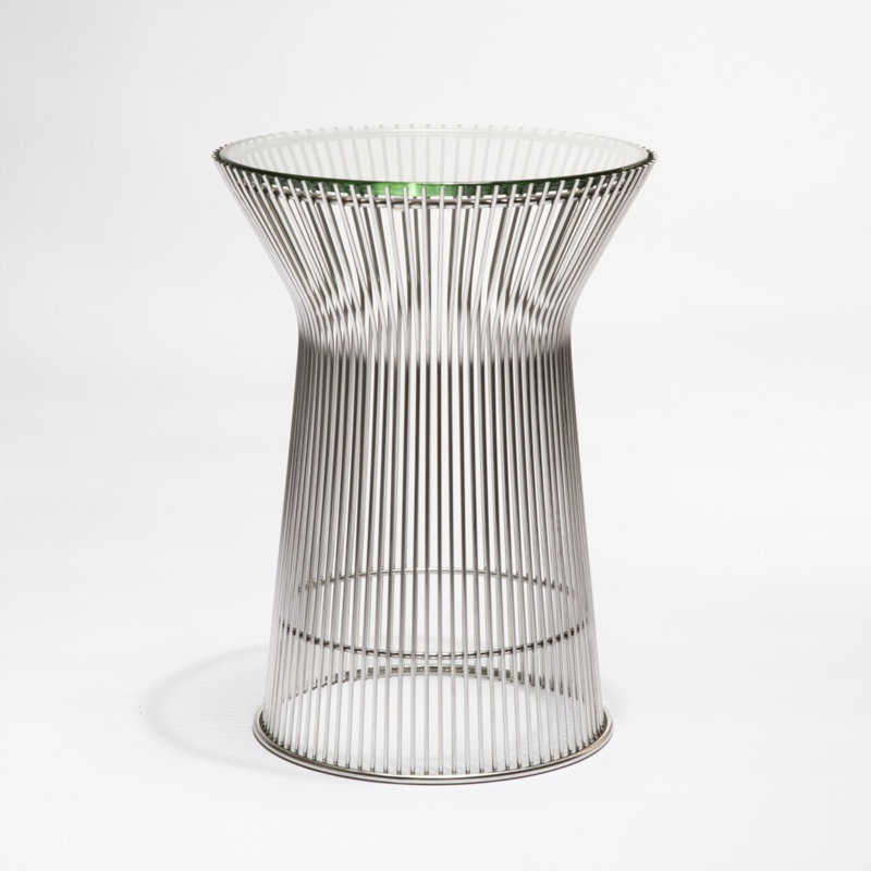 Table de bout Mainio Mid-Century, H 18 po x l 15,25 po x P 15,25 po, Blanc