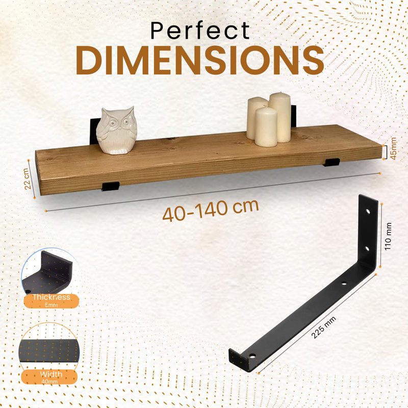 Vaasa 2 Piece Wood, 4.5cm H x 120cm W x 22cm D, Rustic Pine