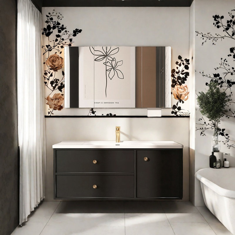 French retro minimalist style bathroom cabinet