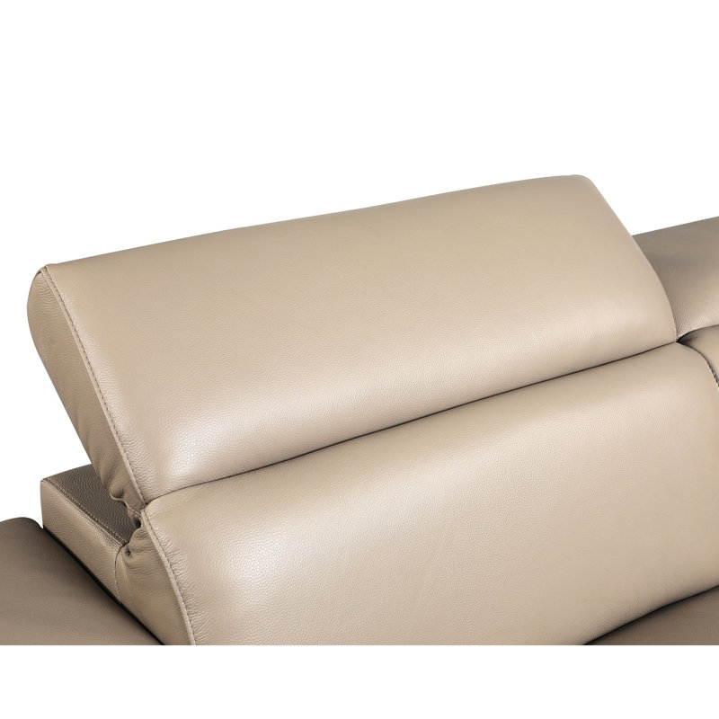 Siège de luxe en cuir beige avec pieds et chaise à coussin épais en bois franc séché au four à 3 couches