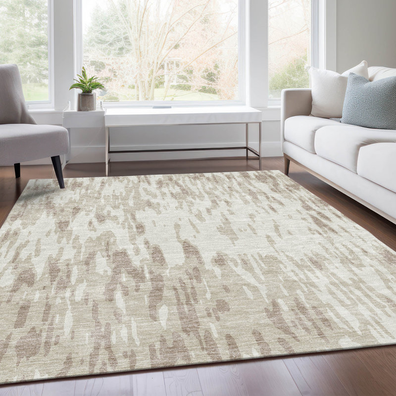 Tapis ivoire Prisco lavable à la machine de qualité supérieure, Rectangulaire 3 pi x 5 pi