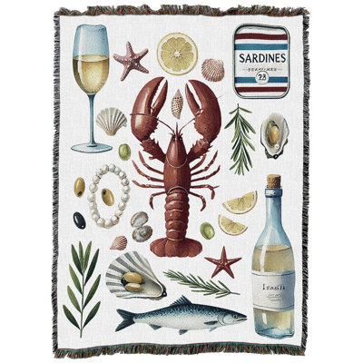 Couverture Pure Country Weavers Sea Life - Jeté en tapisserie tissée en coton - Fabriqué aux États-Unis (72 x 54)