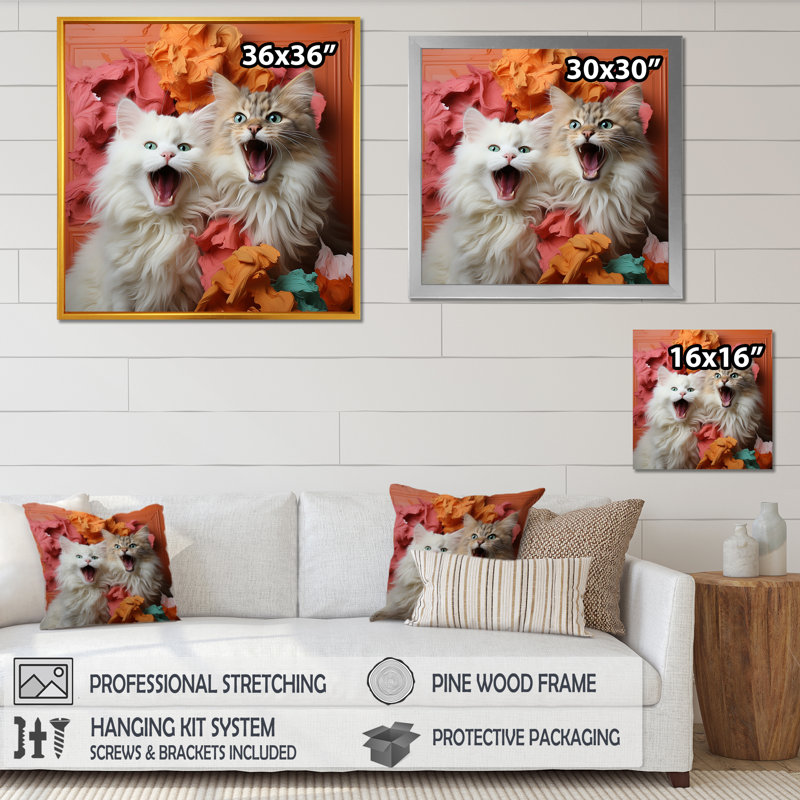 Pixiebob Playmat Cats I - Chat, art mural, salon, H 16 po x l 16 po x P 1 po, Cadre simple argenté