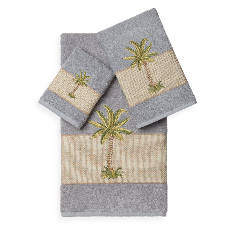 Colton 3 Piece Turkish Cotton Towel Set, Light Grey