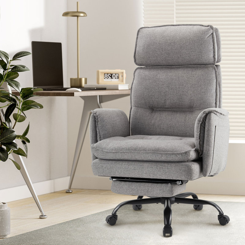 Office Chair with Headrest, Grey