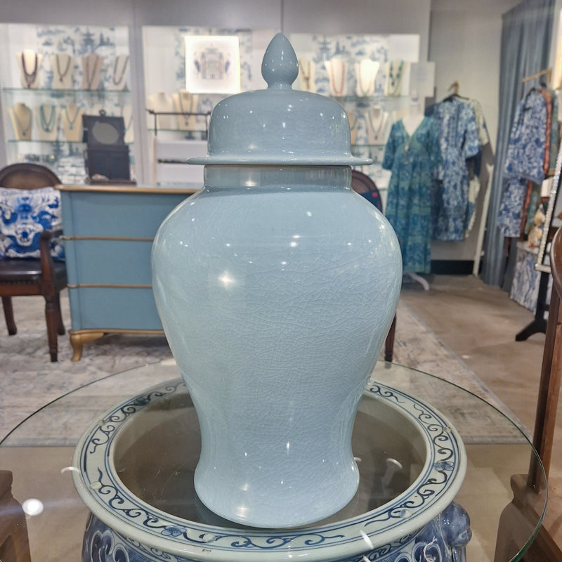 Light Blue Lidded Porcelain Jar, Blue