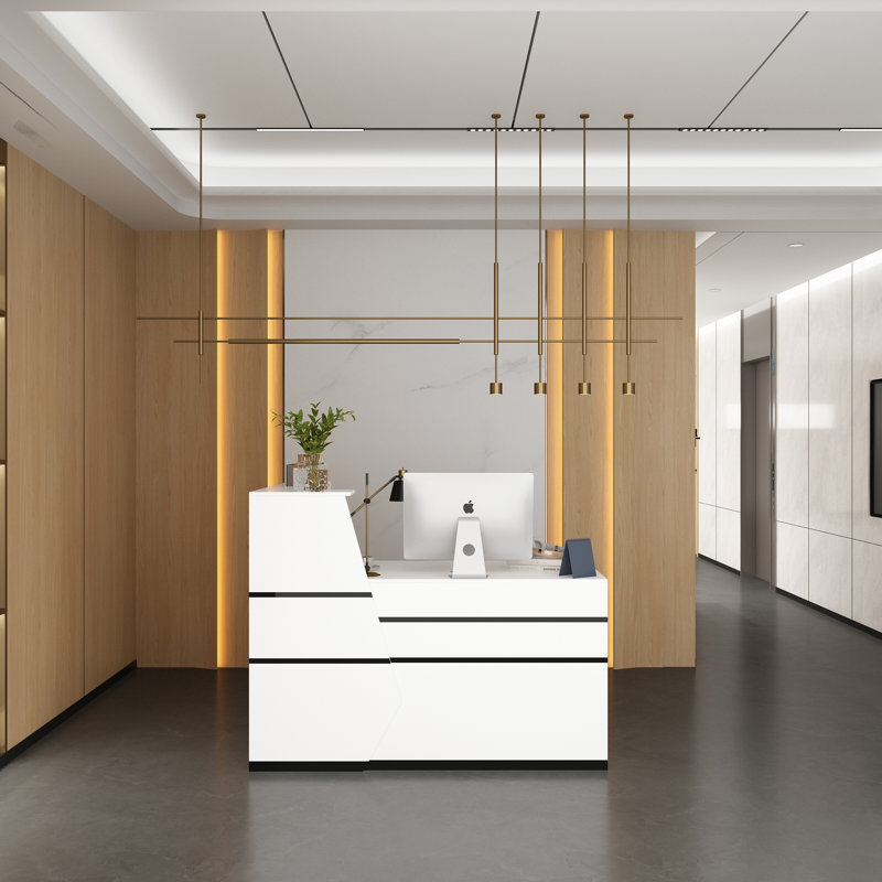 55'' W Reception Desk With Lockable Drawer And Little Bookcase