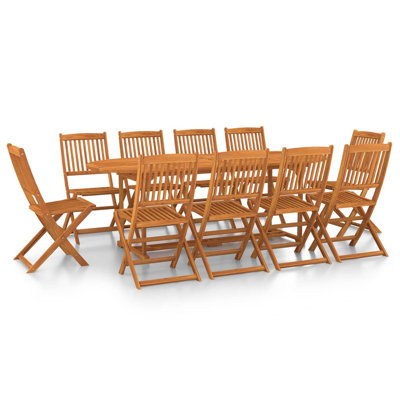 Ensemble de salle à manger de jardin 11 pièces en bois massif 86,6 x 35,4 x 29,5 po Sternberg