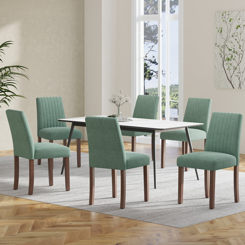 Chaises de salle à manger rembourrées modernes avec pieds en noyer, Gris foncé