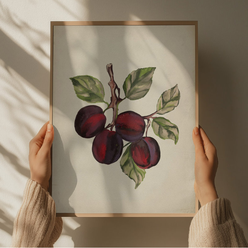 Ripe Plum Branch by Josie George — Botanical Wall Art, Size, Format, Frame Color
