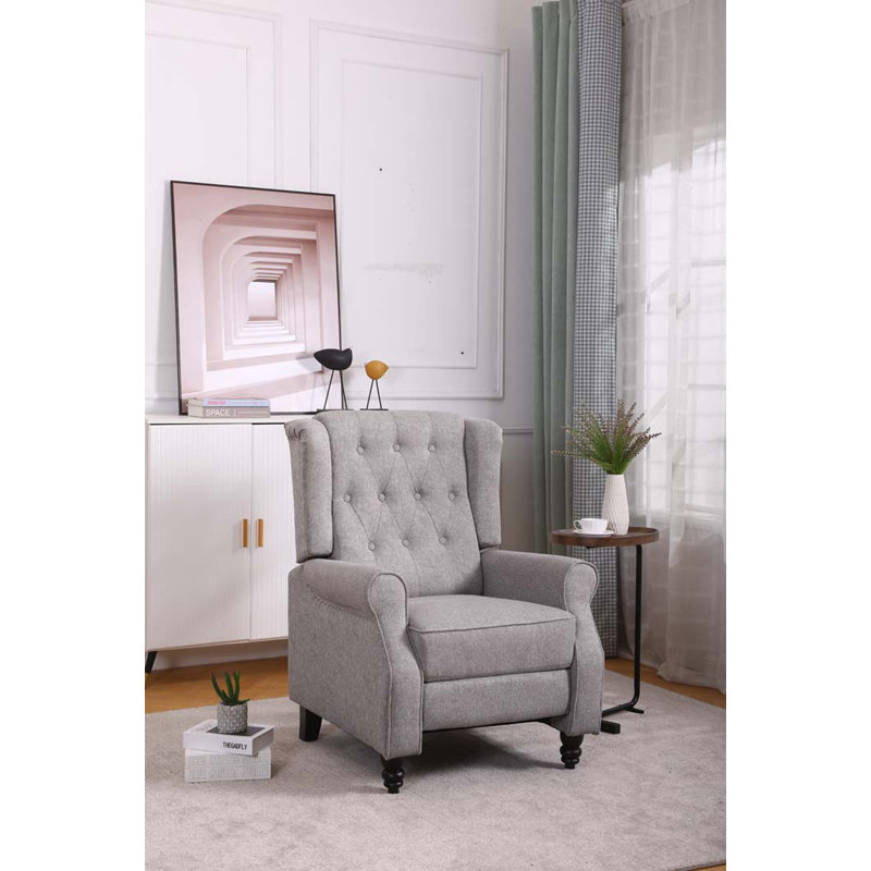 Lipsey 75cm Wide Wing Chair Recliner, Grey 100% Linen
