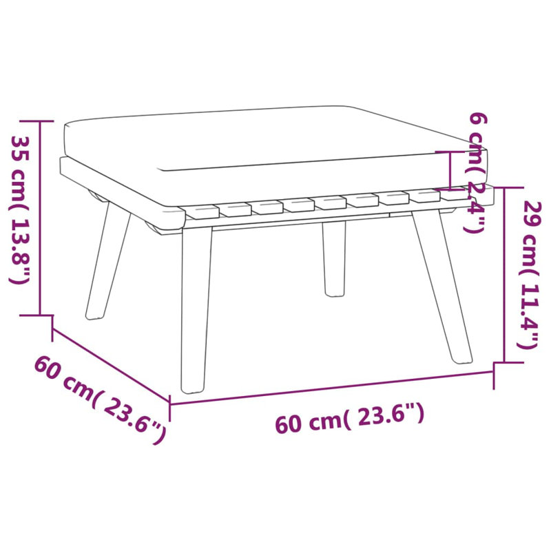 Chaise longue avec coussins 4 pièces Damita, 12 pièces: 3 en coin, 6 centrales, 2 repose-pieds