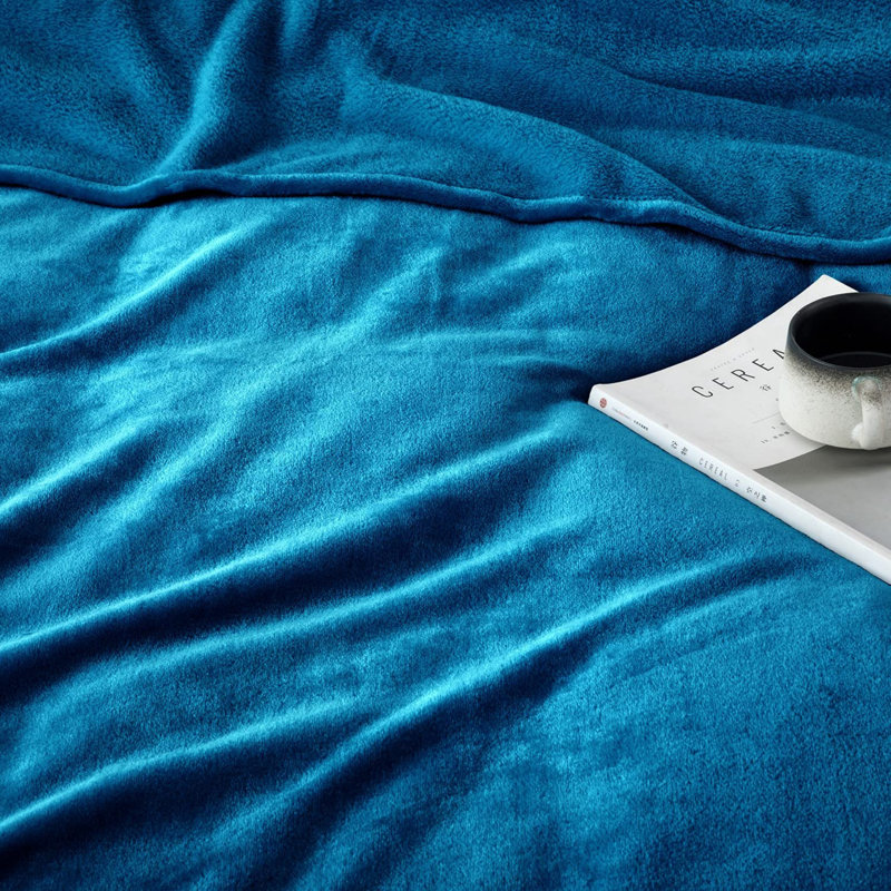 Zygi Reversible Mink Faux Plush Fur Fleece Throw/ Blanket, Teal, 200cm x 150cm	
