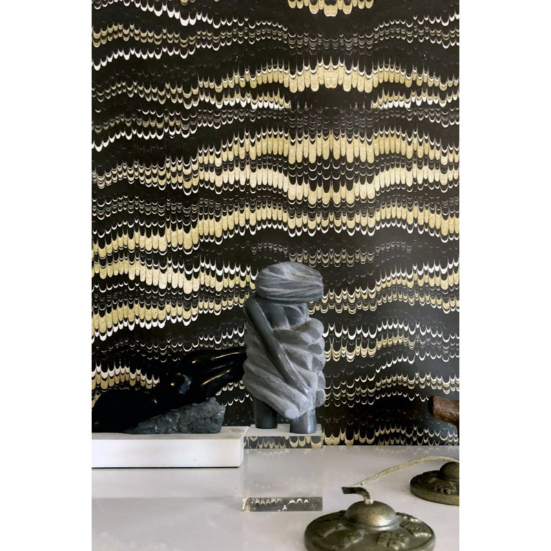 Abra Golden Feather Premium Matte 10' L x 24" W Wallpaper Roll, Self-adhesive