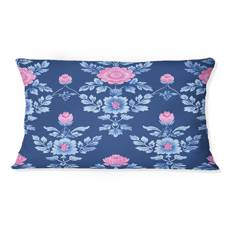 Coussin lombaire traditionnel bleu et rose