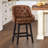 Chela Upholstered Button-Tufted Barstool with Solid Wood Frame-403932250