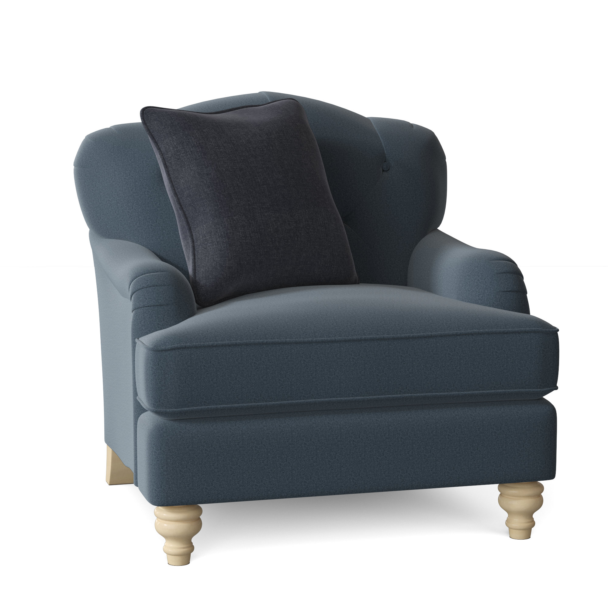 Sullivan Upholstered Down Filled Armchair, Anello 22 Navy Performance Twill, Linen, No
