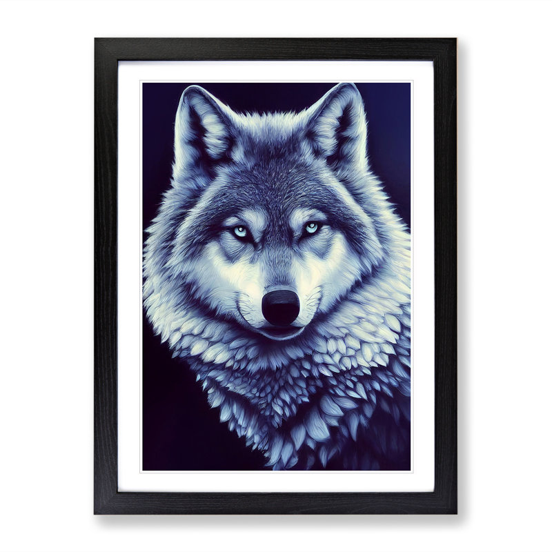 Mesmerising Wolf - Framed Print, 64cm H x 46cm W, Black