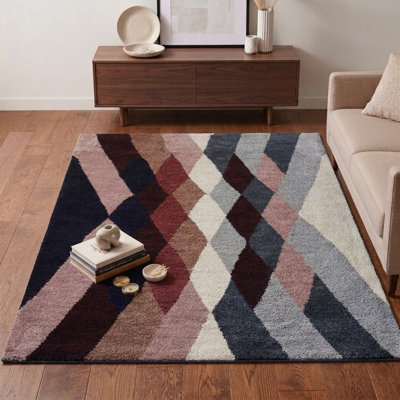 Tapis d'intérieur contemporain en soie noué à la main multicolore Contemporary