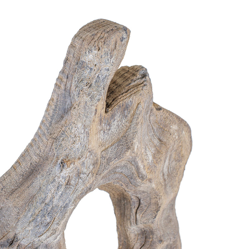 Décoration de table abstraite coquelicot, détails sculptés, bois de paulownia brun 31 po