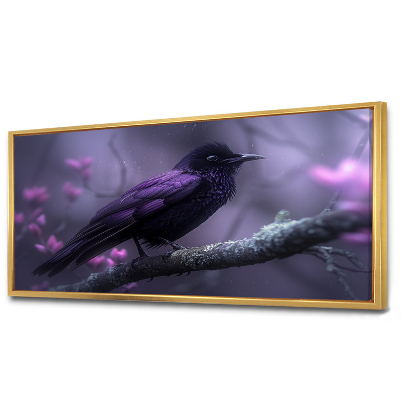 Girardi - Décoration murale oiseau, Toile avec cadre flottant or, H 28 po x l 60 po x P 1,5 po