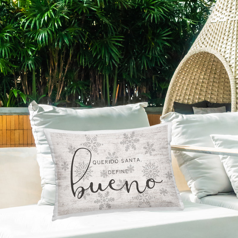 Coussin d'extérieur imprimé Querido Santa Define Bueno par Lil 'Rue