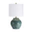 Lampe de table en céramique verte avec abat-jour tambour
