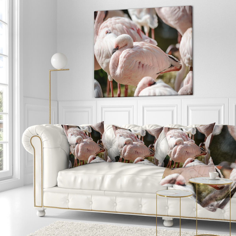 Abstract Pat of Flamingos Close up Pillow, 16" x 16", Throw Pillow