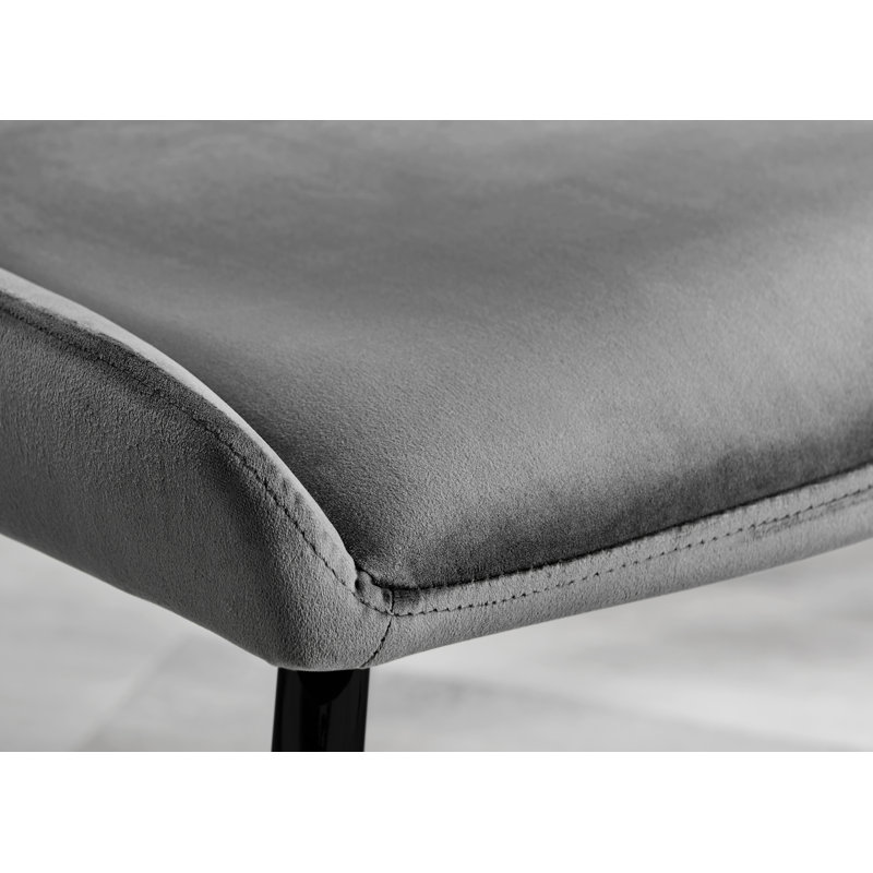Illman Luxury Velvet Upholstered Dining Chair - Elegant Modern Deco Style, Black, Dark Grey