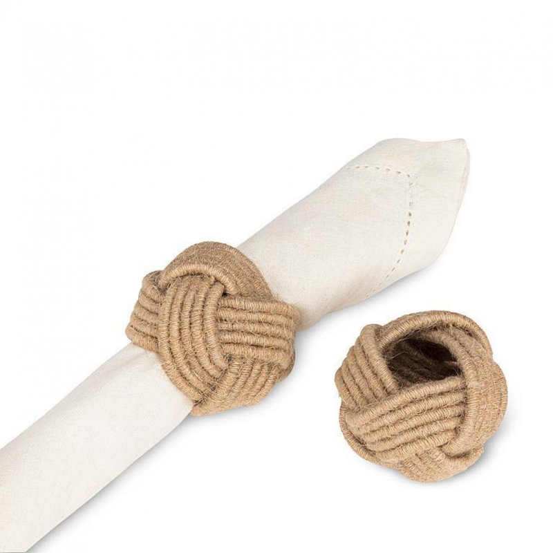 Rond de serviette tressé en jute, Brun
