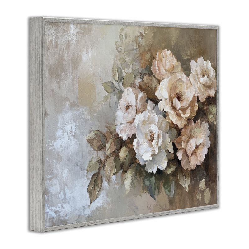 «Pastel Budding Blooms», art de la giclée encadrée par Petal Prints Design, H 16 po x l 20 po, Estampe numérique Farmhouse