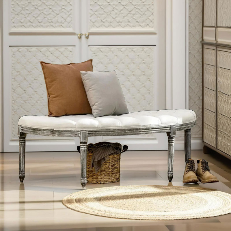 Upholstered Bench, White