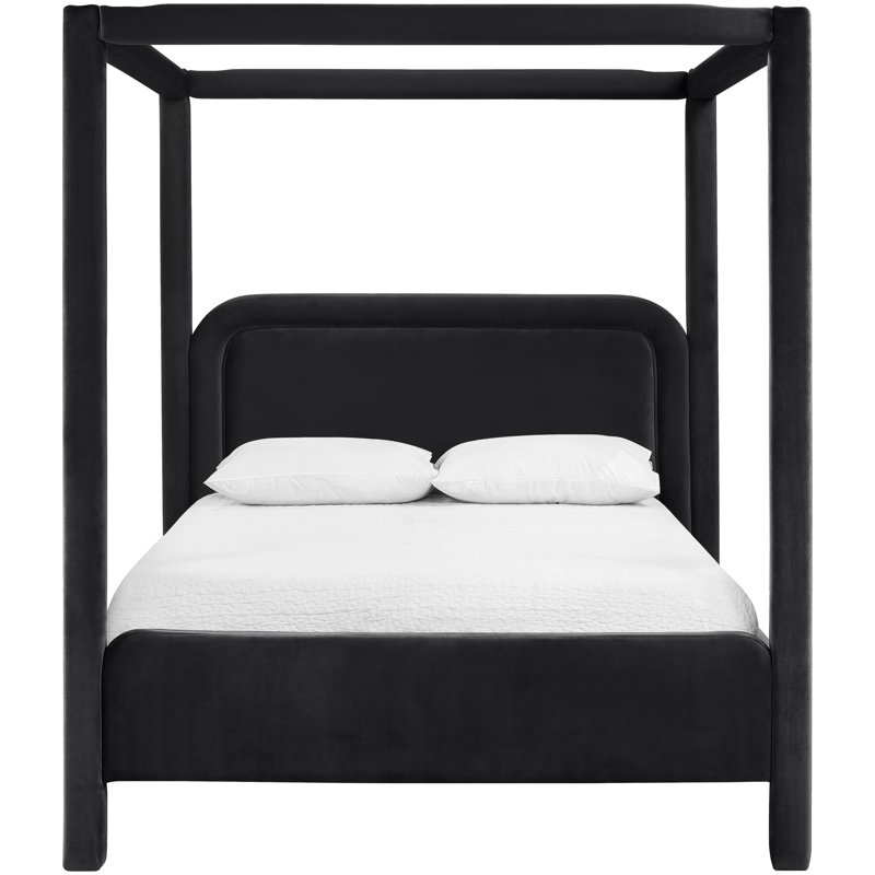 Lit tapissier Salina, Grand, Velours noir