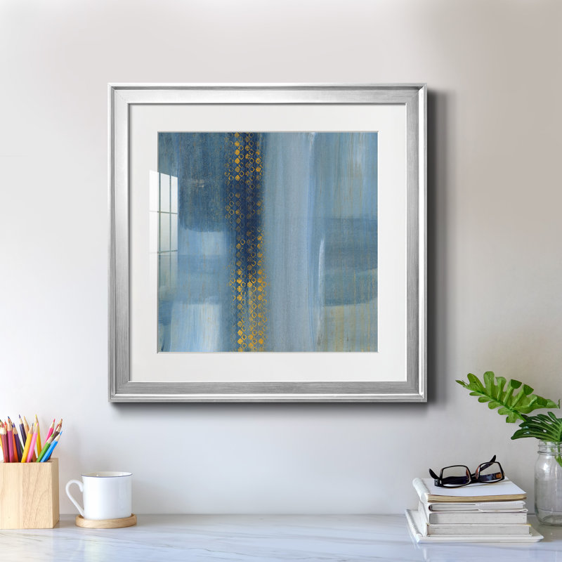 Touching the Sky I - peinture encadrée, H 22,5 po x l 22,5 po x P 1,5 po, Encadrement argenté