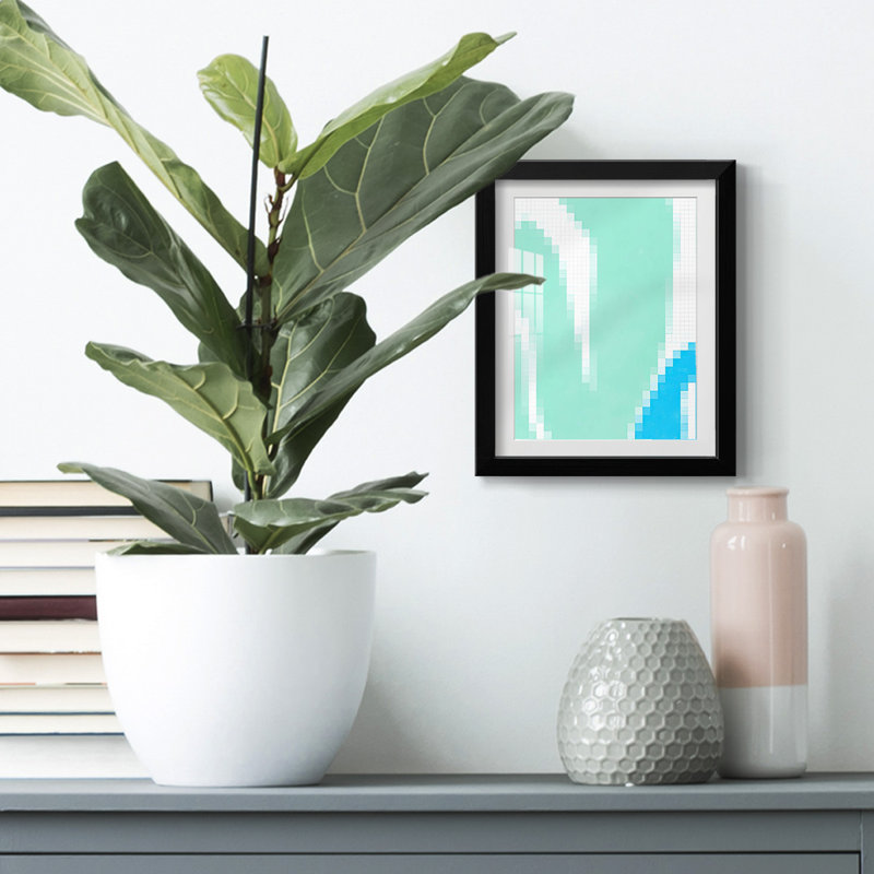 Pixel Leaves - impression encadrée, H 25,5 po x l 17,5 po, Noir
