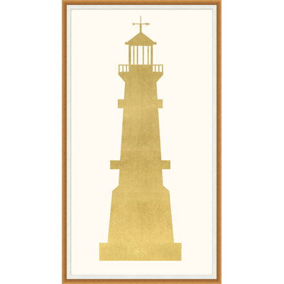 Phare doré 3 - Peinture encadrée sur papier