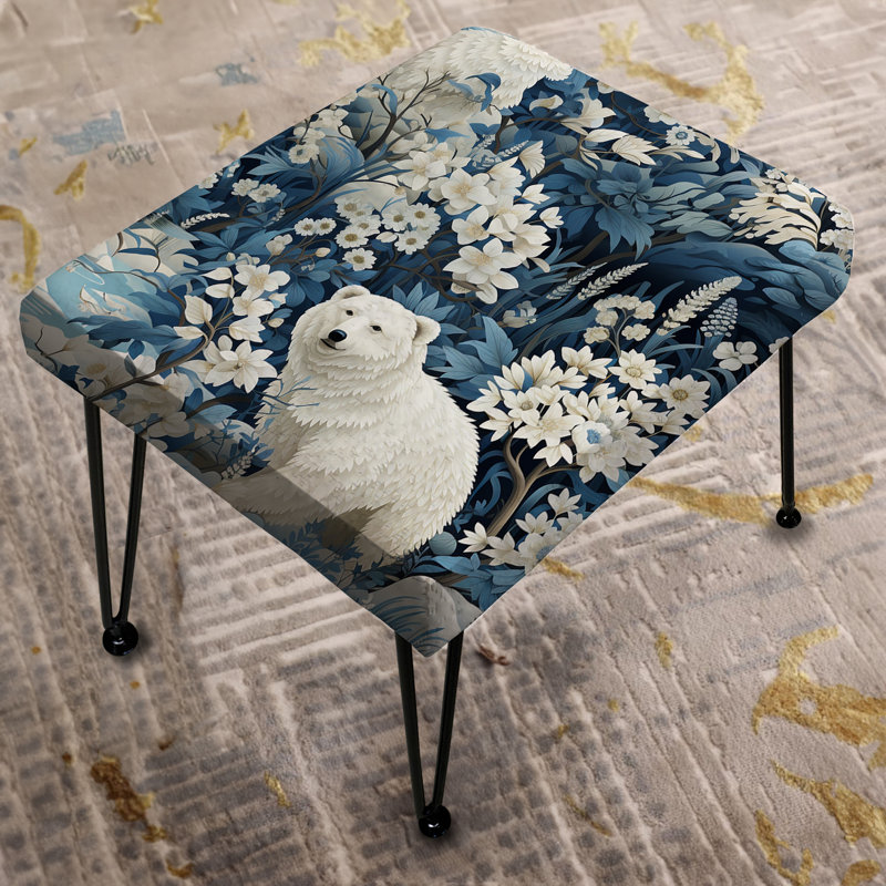 Ours enneigé bleu glacé blanc - repose-pieds rectangulaire imprimé animal