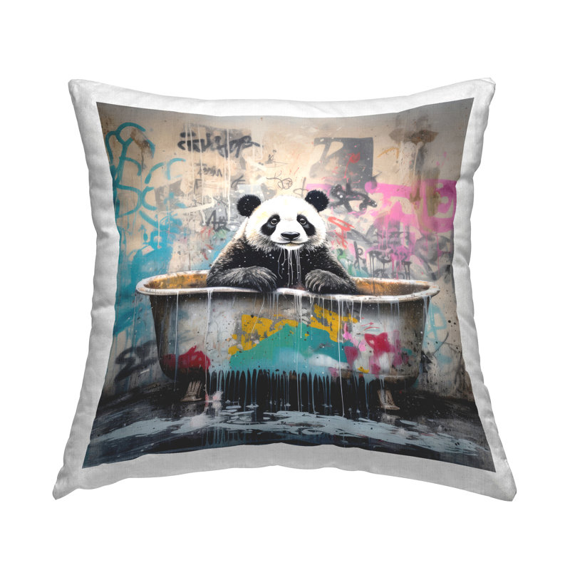 Coussin décoratif graffiti de bain imprimé par Lazar Studio