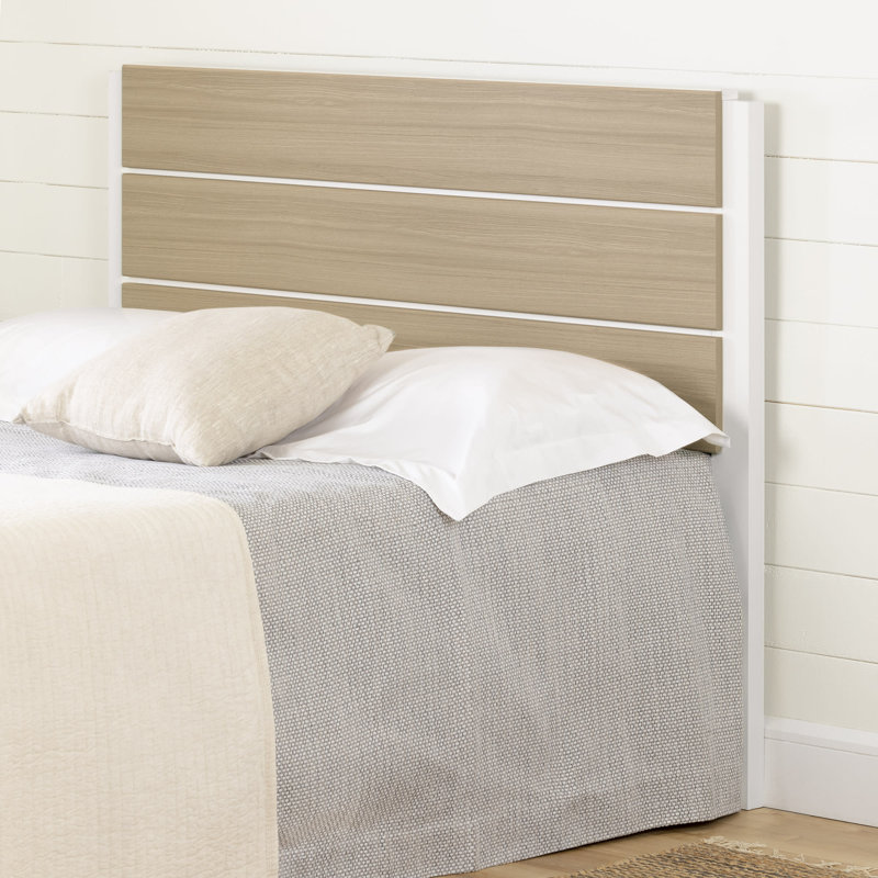 Full White and Soft Elm Plank Effect Headboard