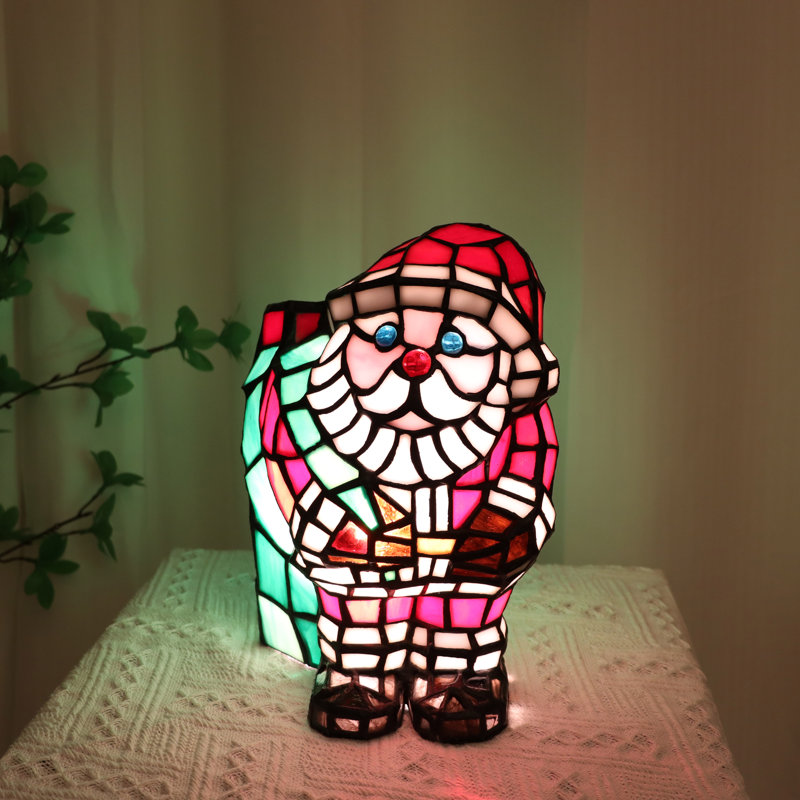 Santa Claus Tiffany Style Stained Glass Night Lamp