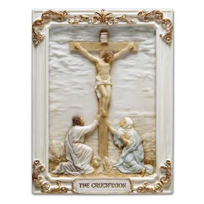 4.1 inches Length Polyresin Luminous Mysteries the Crucifixion of Jesus White and Gold Finish Figurine