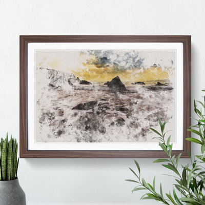 Beach and Rocks Watercolour - Picture Frame Graphic Art