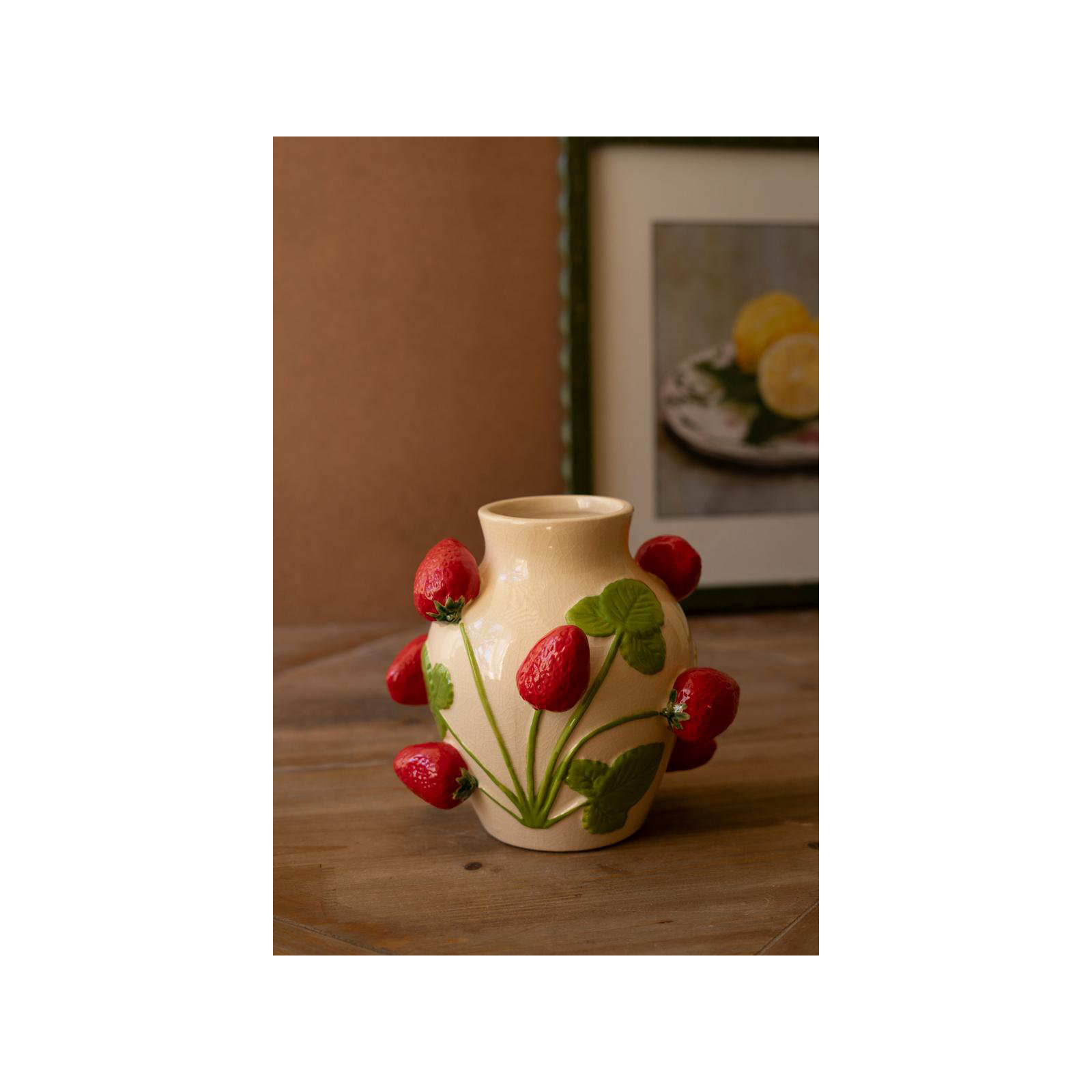 SMALL CERAMIC STRAWBERRIES VASE