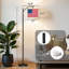 Lampe sur pied à arc avec abat-jour ajustable Drapeau américain Rayures rouges Étoiles Mur de briques Lampe sur pied Jour de l'Indépendence 3 températures de couleur à intensité variable Grand mât avec interrupteur au pied pour la chambre à coucher