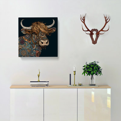 Highland Cow Paisley No.2 - Wrapped Canvas