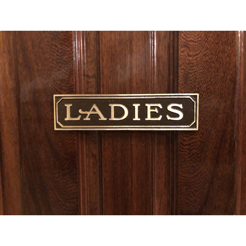 Enseigne de porte en laiton ladies, Laiton poli brun, Oui
