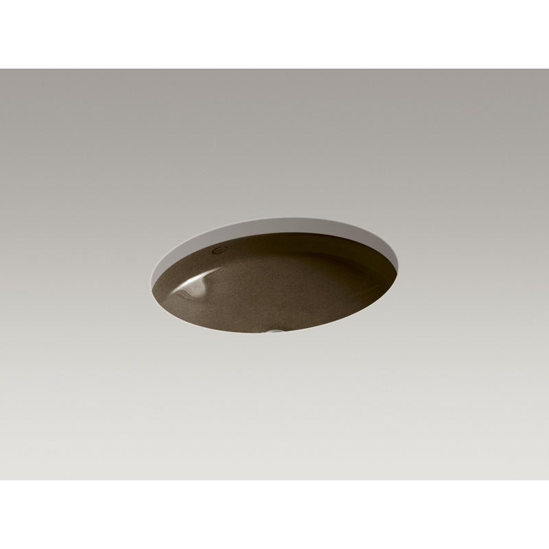 Canvas Metal Oval Undermount Bathroom Sink with Overflow, Black 'n Tan