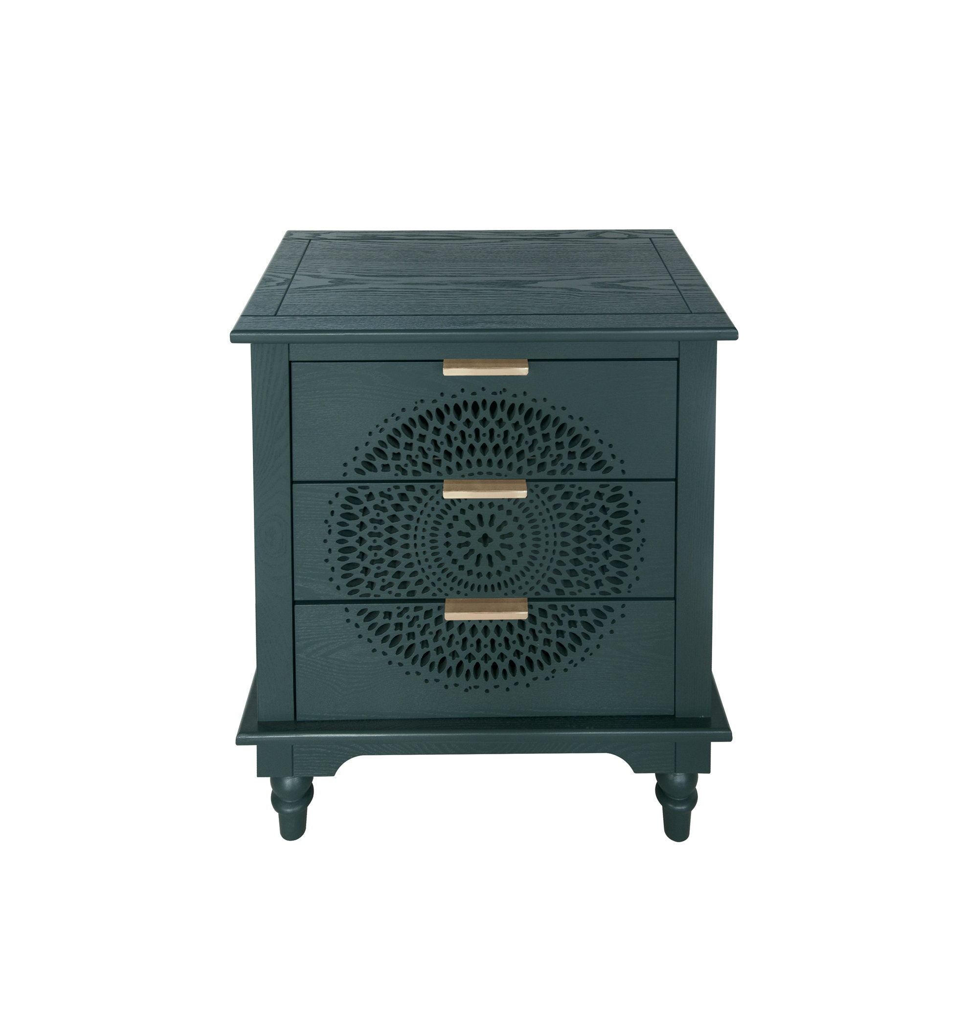 Hollow-Carved 3 Drawer Dresser Storage Chest