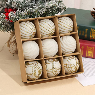 Ensemble de 9 boules de Noël en flocage en plastique